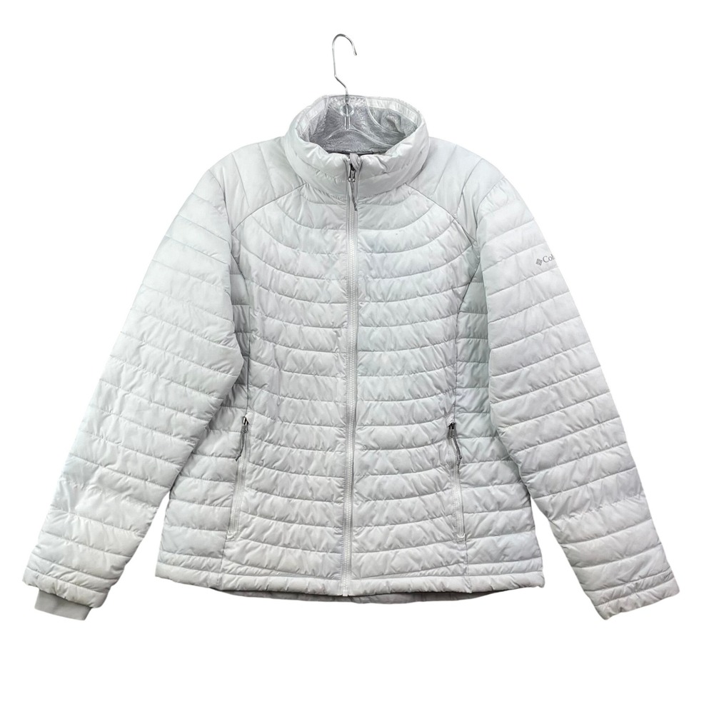 Columbia Powder Lite Puffer Jacket Womens Large White Omni-Heat Insulated Coat